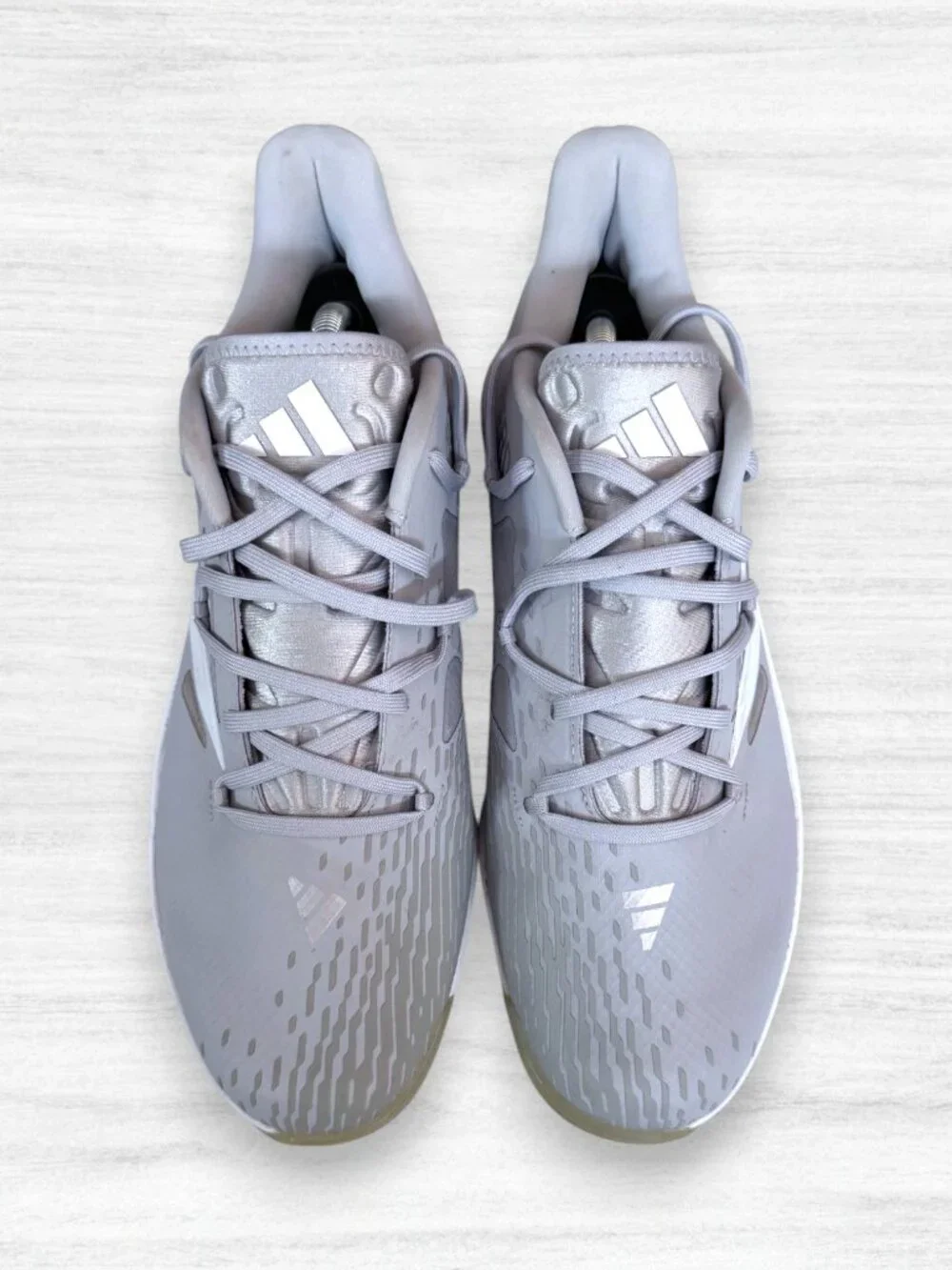Adidas Mens Grey Silver Metallic Icon Turf Baseball Trainer Shoes Size 10